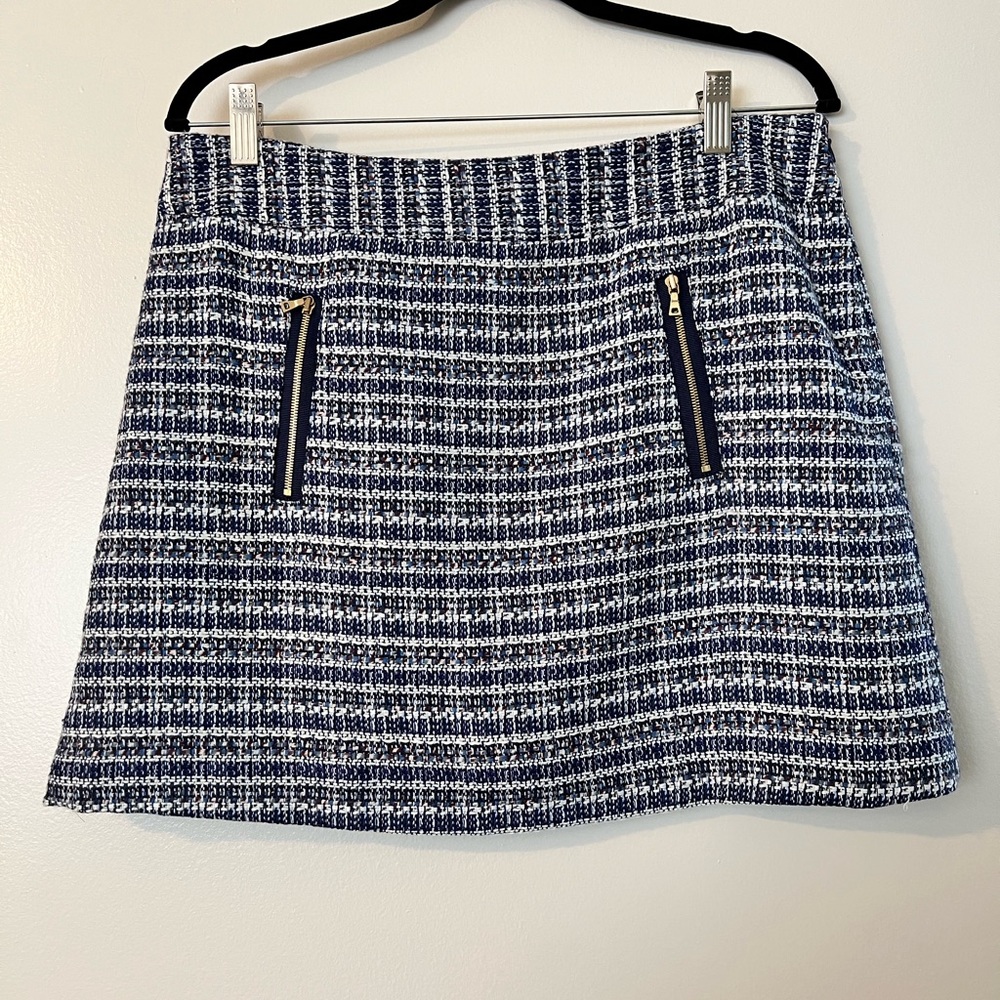 LOFT Twill Petite A-Line Mini Skirt w Front Zip Pockets